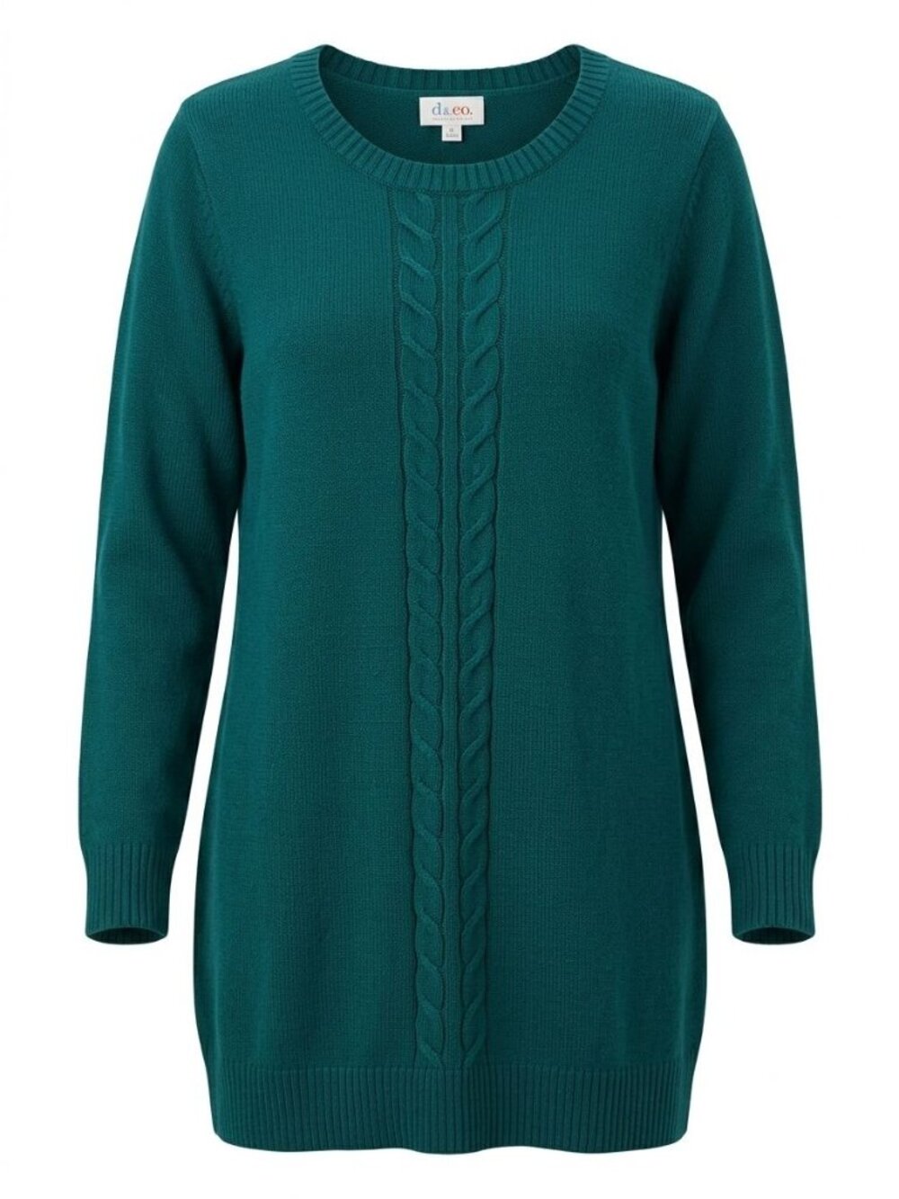 NWOT D&Co Denim + Company Cable Knit Crewneck Sweater Sz 2X Teal QVC A227920